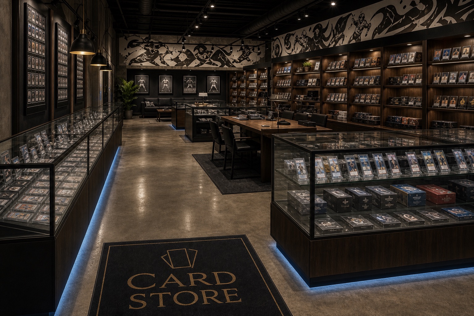 AI-generated interior of the fictional Card Store collector showroom